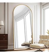 ZMYCZ Floor Length Mirror, 81"x41" Arch Full Length Mirrors Full Length Hanging or Leaning with S...