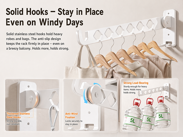 Laundry Drying Rack Wall Mounted Foldable