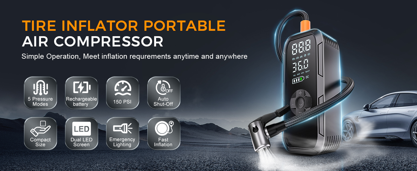 Tire Inflator Portable Air Compressor