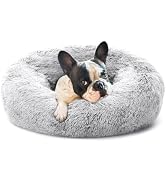 Eterish 23 inches Fluffy Round Calming Dog Bed Plush Faux Fur, Anxiety Donut Dog Bed for Small Do...