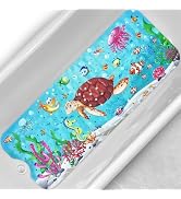 Linoows Baby Bath Tub Mat, 40 x 16 Inch Extra Large Non Slip Kids Cartoon Bathtub Shower Mats wit...