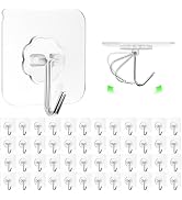 ZESLMG Adhesive Hooks Wall Hooks for Hanging, 48 Pack Heavy Duty Self Sticky Hooks 22lb(Max) Stai...