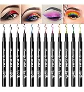 AWCCXMYM 12Colors Matte Liquid Eyeliner Colorful Set,Red Pink Green Blue White Eyeliner Liquid,Ey...