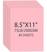 Cardstock 8.5 X 11, 40 Sheets, Pink Card Stock, 75lb/ 200gsm Copy Paper, Cardstock Printer Paper ...