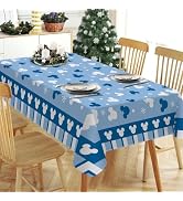 Tailus Winter Cartoon Mouse Rectangle Tablecloth 60 x 84 Inch, Blue Snowflake Decorative Table Cl...