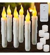 Yakpo 6 Pack Remote LED Taper Candles Battery Operated, Halloween Floating Candle Lights Flickeri...
