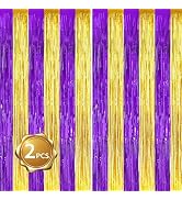 BEISHIDA 2Pcs Purple Gold Door Streamers Congrats Grade 2025 Decoration Backdrop Foil Fringe Tins...