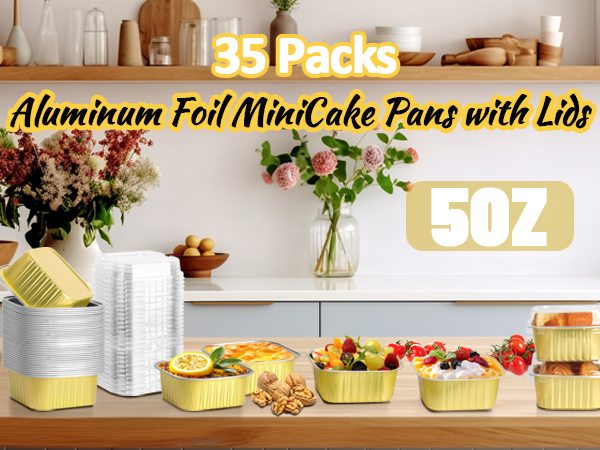 5 OZ Square Mini Baking Pans with Lids