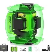 Huepar Laser Level 360 Self Leveling, Rechargeable Green Laser 4x360° Cross Line Lazer Leveler 4D...