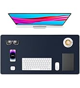 Yuwiiuuo Leather Desk Pad Protector, Office Desk Mat, Large Mouse Pad, Non-Slip PU Leather Desk B...