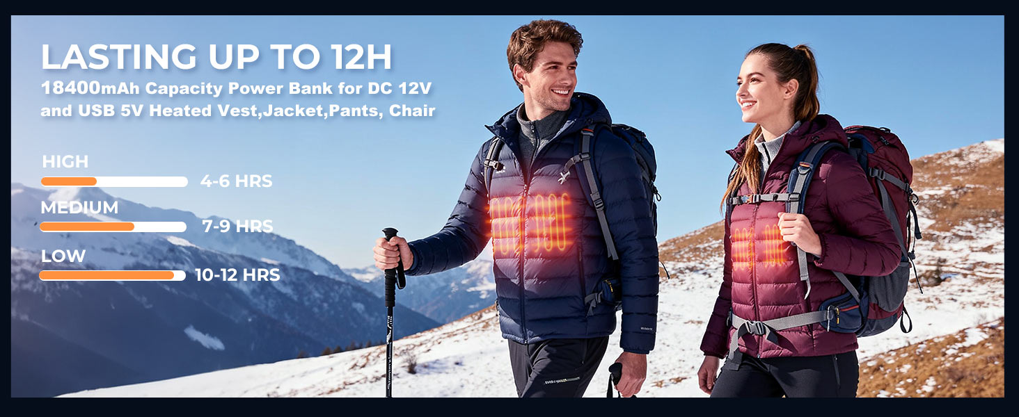 12V Battery Pack for DEWBU Heated Jacket Polar Fleece women men