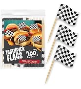 Performore 100 Pack of Checkered Racing Flag Toothpicks, Mini Topper Flags for Cupcakes, Decorati...