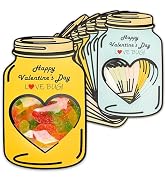 Alcarin 12 Pack Valentine's Cards Set. DIY Happy Valentines Day. Jar Shaped Valentine Cards with ...