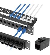 Tecmojo UL Listed 24-Port Cat6 UTP Patch Panel with Inline Keystone Couplers, 19-Inch 1U Rack Mou...