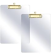 PERFORMORE 2 Pack of Plastic Clipboards, 12” x 9” Clear Acrylic Clipboards with Gold Clip, Durabl...