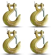 1/2" Clevis Slip Hook, 4 Pack Forged G70 Steel Clevis Hook with Safety Latch for Deck Hauler Rece...