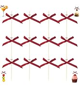100PCS Red Bow Cocktail PicksParty Toothpicks for Appetizers Cupcake Toppers Fruit Sticks Decorat...