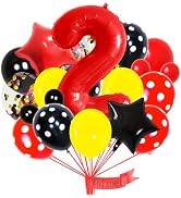 40 Inch 2 Balloon Number Mouse Colorful Red Black Yellow Balloons Latex Confetti Balloons Polka D...