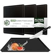 WK Flexible Plastic Cutting Boards Mats with Lip, Foldable Cutting Board for Kitchen Set of 3, Bl...