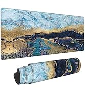 Marble Blue Gaming Mouse Pad Extended Large Mouse Mat 31.5 X 11.8 Inch Nonslip Rubber Base Long D...