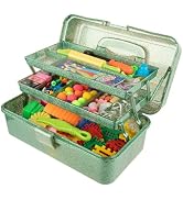 Glitter Art & Craft Tool Storage Box,3-Layer Stackable Carry Tackle Box Sewing Box Organizer for ...