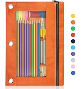 Shemira Pencil Pouch for 3 Ring Binder, Binder Pencil Pouch with Smooth Zipper, Clear Window Penc...