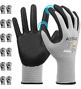 Kebada W3 Work Gloves for Men and Women, Touchscreen Nylon Working Gloves, 12 Pairs Nitrile Coate...