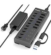 Powered USB Hub, 10-Port USB C Hub with 6 USB-A 3.2, 4 USB-C 3.2 Ports, Individual Switches and 1...