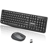 2.4G Wireless Keyboard and Mouse Combo, Full Size Quiet for Computer, Black | Low Profile Keys, 3...