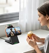 The sleek upright charging stand supports both vertical and horizontal viewing