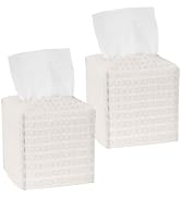 Avolander Tissue Box Cover 2-Pack, Square Tissue Holder with Bottom Belt, Modern Tissue Case Faci...