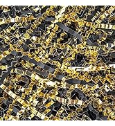 Caleihd Crinkle Cut Paper Shred Filler 5.3OZ Gold&Black Metallic Paper Gift Boxes Filler Gift Wra...