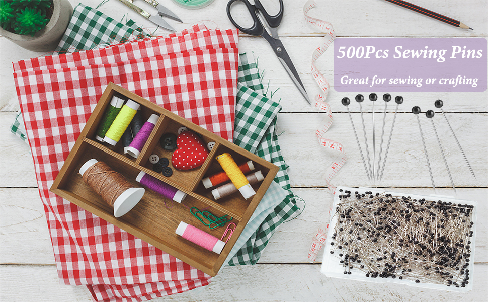 white sewing pins