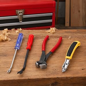 Carpet Staple Remover Tools, Heavy Duty Staple Puller with End Cutting Plier