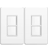 BESTTEN 2 Pack Double Rocker Light Switch, Two Single Pole Electrical Paddle Switch, 15A 120V, Du...