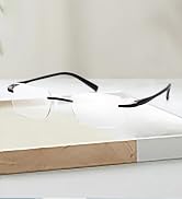 LUFF Frameless Reading Glasses for Men,Durable Rimless HD Readers Lightweight Computer Eyeglasses...