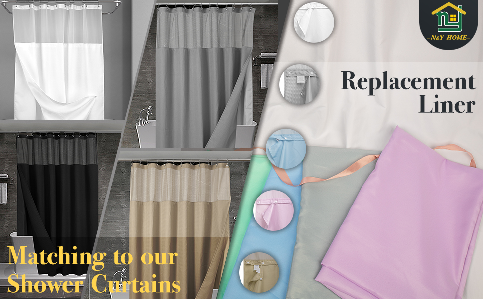 shower curtain with liner and replacement liner