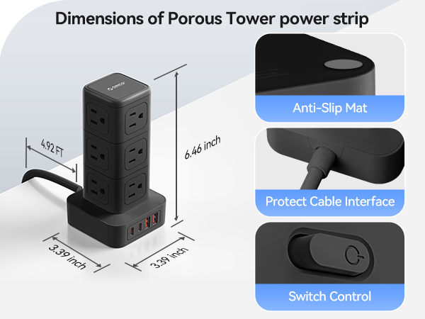 multi plug outlet surge protector outlet strip charging tower electrical multi-outlets