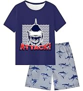 Fiodrimy Boys Pajamas Big Boys Summer Short Sleeve PJ Set Kid Sleepwear Boys Pajamas Size 8-14