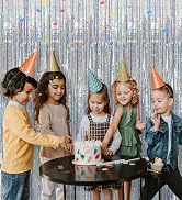 2 Pack Silver Birthday Decorations Silver Streamers Christmas Party Decorations Tinsel Party Stre...