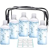 GIMS 5-Pack 3.4 oz PET Travel Bottles with Clear Toiletry Bag | Refillable PET, Tight-Sealing Fli...