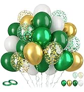 Green and Gold Balloons, 60Pcs Dark Green Gold Balloons, 12 Inch Metallic Gold Latex Balloons Gre...
