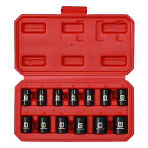 MIXPOWER 13 Pieces 3/8-Inch Drive Shallow Impact Socket Set