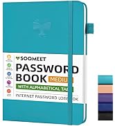 Soomeet Password Book with Alphabetical Tabs, Hardcover Password Keeper, A5 Size 8.3
