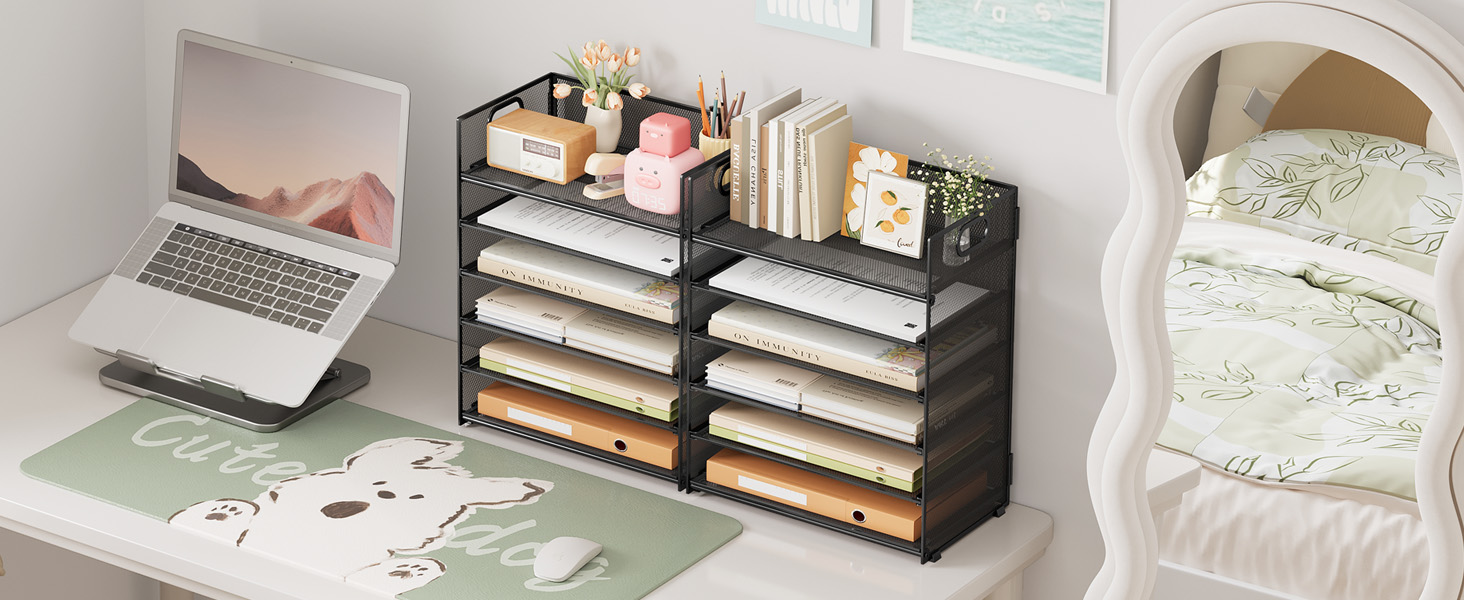 2-Pack desk paper tray organizer
