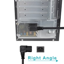 3FT Flat Low Profile Angled NEMA 5-15 Plug to IEC C13 Power Cord