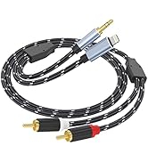 WORLDBOYU Lightning to RCA Adapter with 3.5mm Audio Cable to 2 Male RCA Aux Stereo Cable for Sele...