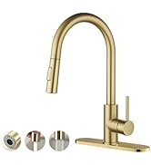 Havin Gold Kitchen Faucet with Pull Down Sprayer, High Arc Stainless Steel Material, with cUPC Ce...