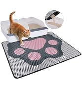 Bienbee Cat Litter Mat, 30"x24" Cat Litter Trapping Mat, Double Layer Litter Mat with Non-Slip Ru...