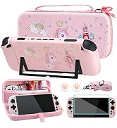 FUNDIARY Pink Travel Carrying Case for Nintendo Switch 2 with Unicorn Design, Accessories Kit wit...